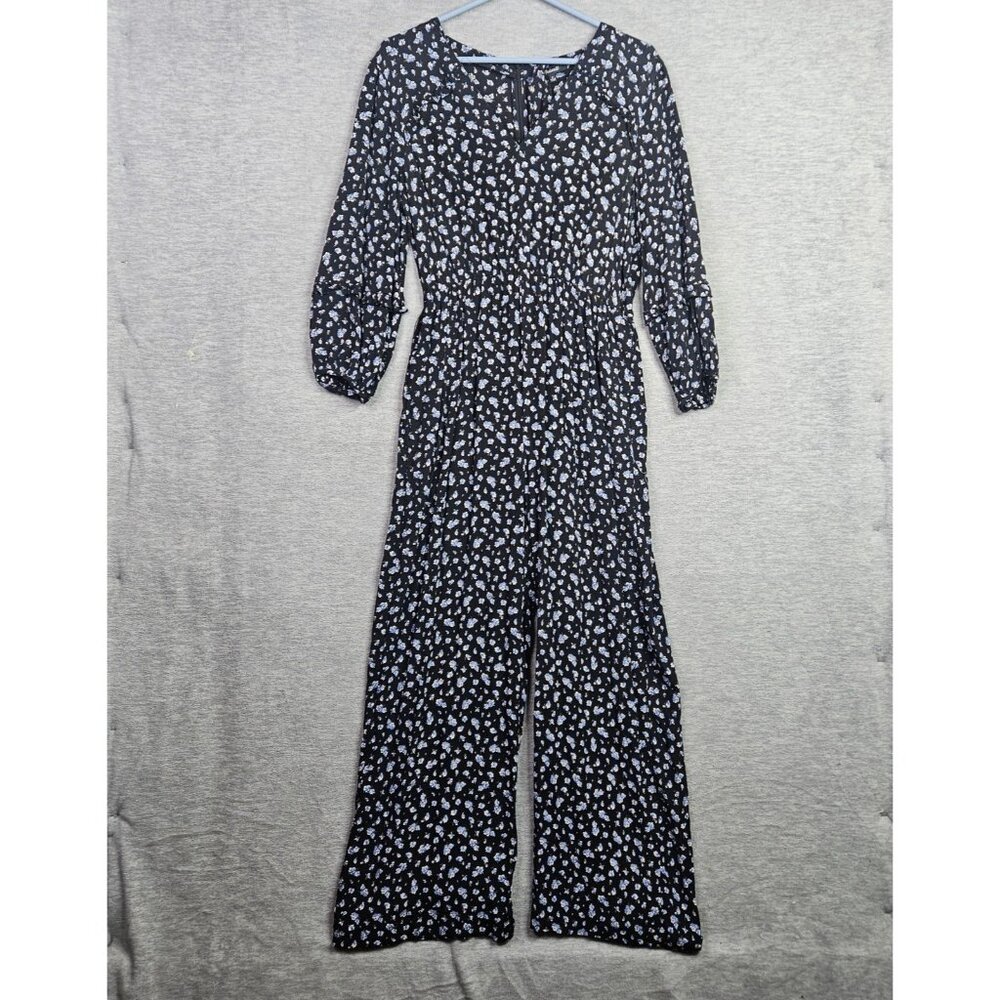 Madewell Women’s Floral Ruffle-Sleeve Tie-Waist Jumpsuit Size M